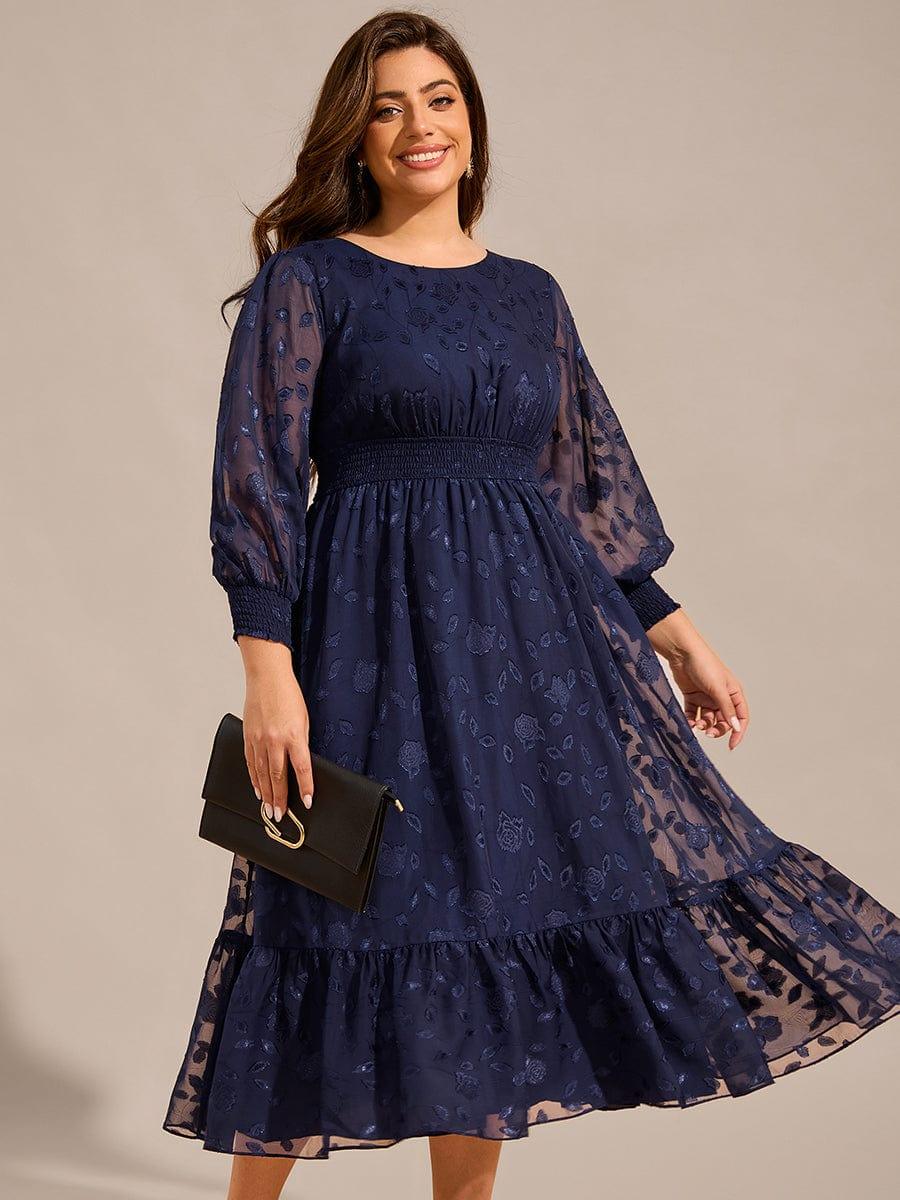 Zaida Long Sleeve Dress with Lace Overlay and Tiered Hem