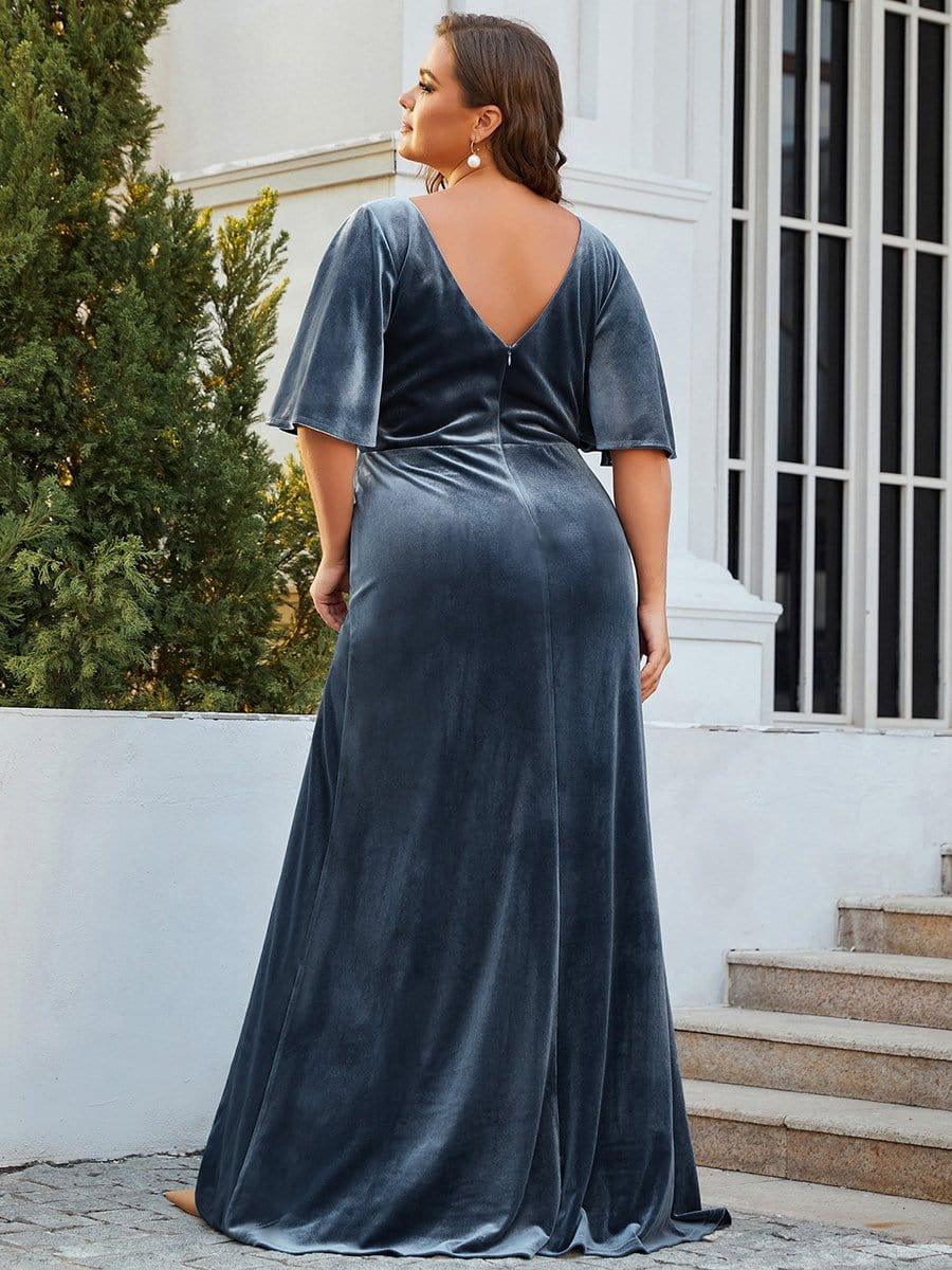 Helena Velvet Dress with Flutter Sleeves and Wrap Neck