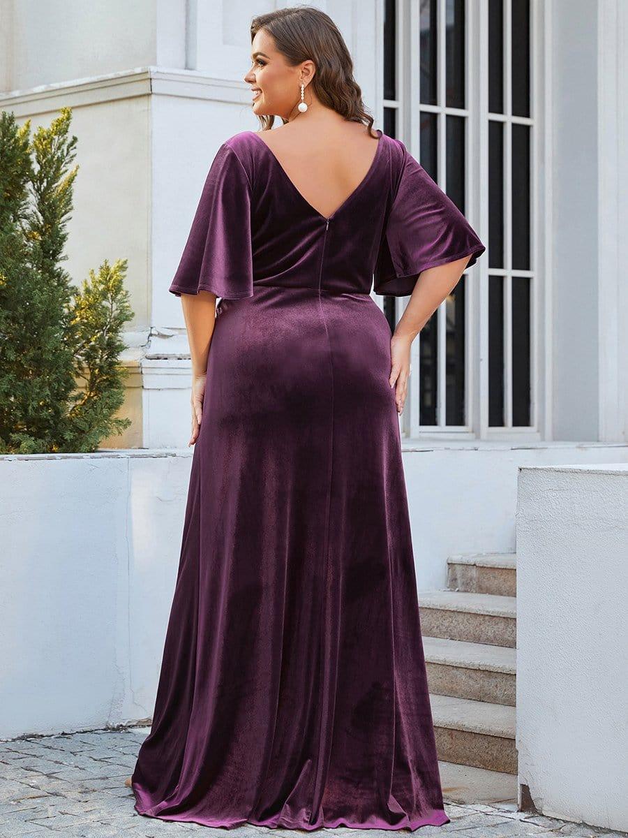 Helena Velvet Dress with Flutter Sleeves and Wrap Neck
