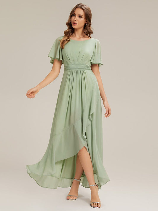 Ever Sage Chiffon Ruffle Sleeve Dress