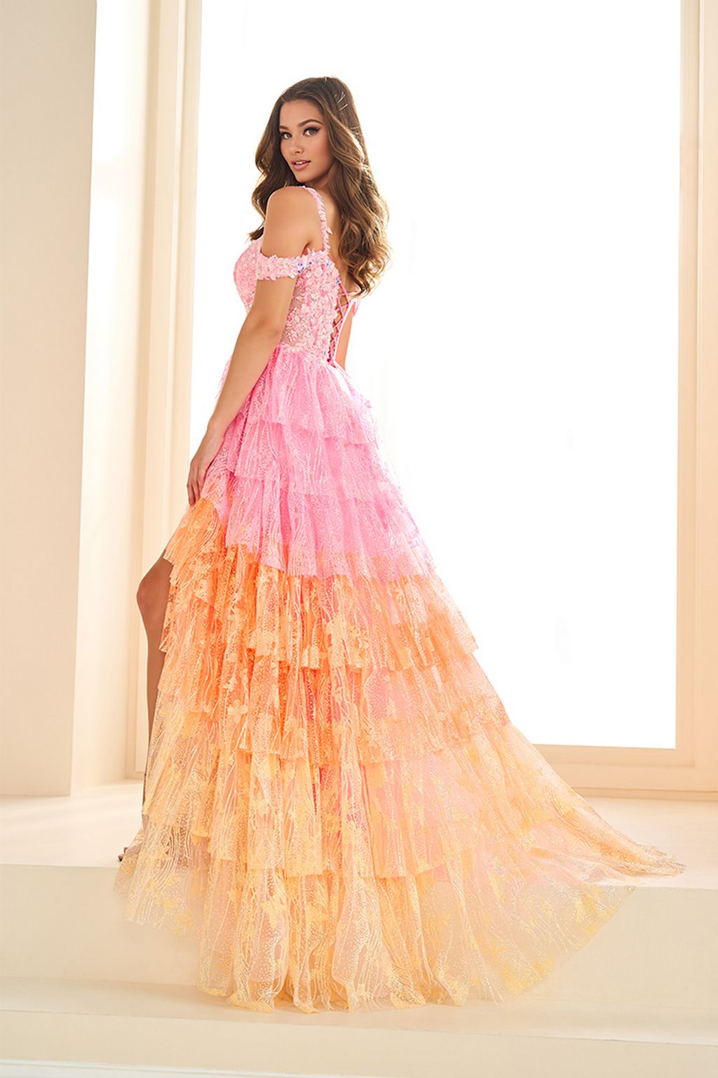 Amandine Formal Dress with Ombre Tulle and Ruffled Skirt