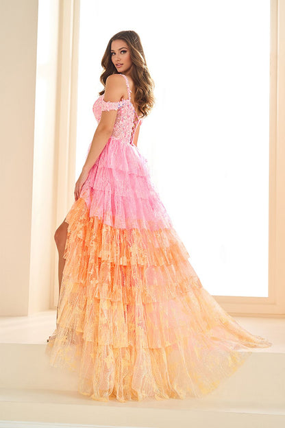 Amandine Formal Dress with Ombre Tulle and Ruffled Skirt
