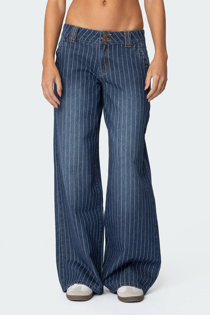 Angel Striped Low Rise Jeans
