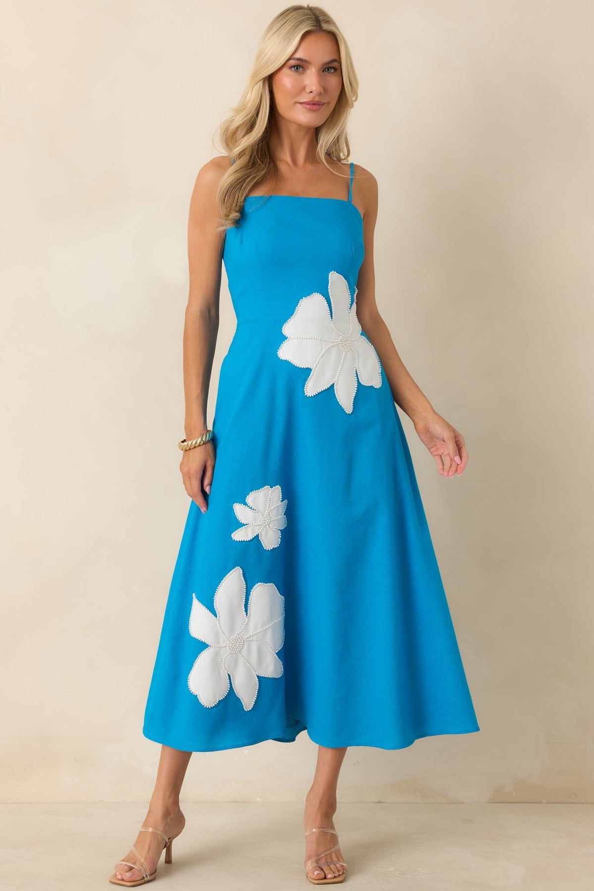 Laetitia Floral Midi Dress in Blossom Blue