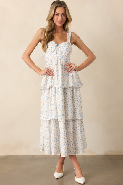 Giuliana Blue Floral Maxi Dress
