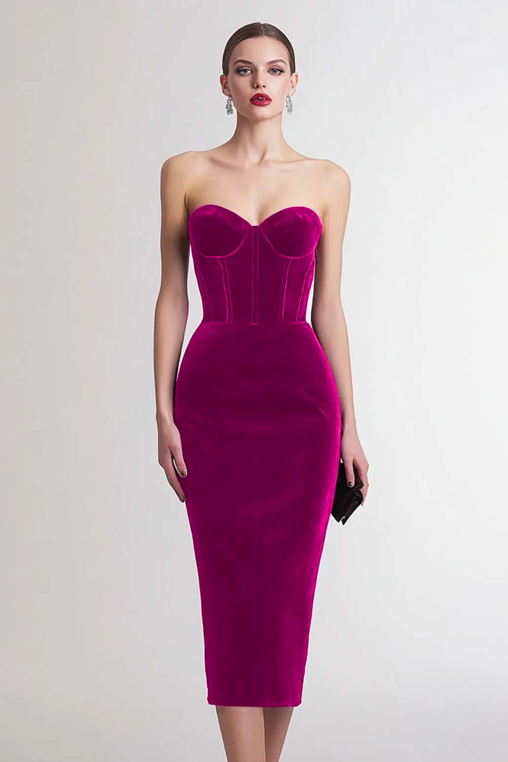 Marit Velvet Dress with Corset Bodice and Sweetheart Neck