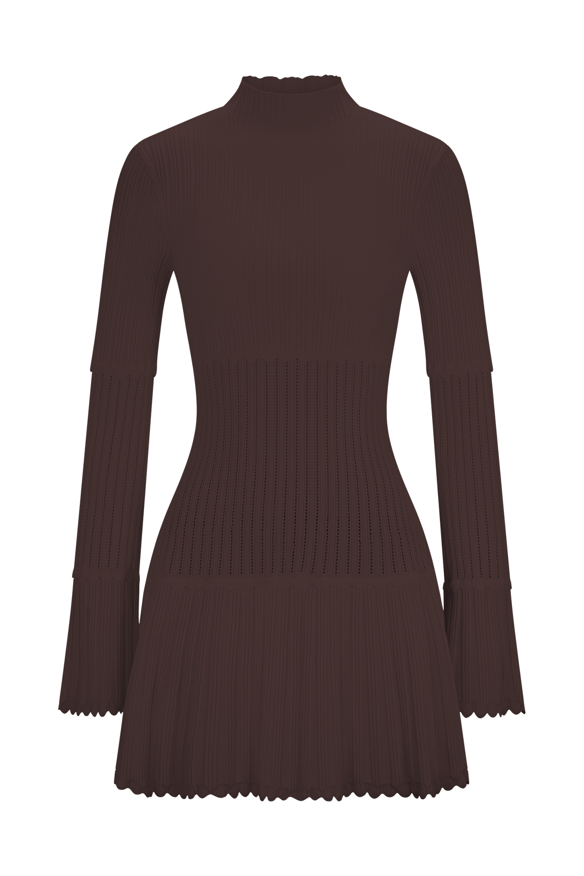 Signe Knit Dress with High Neck and Pleated Hem