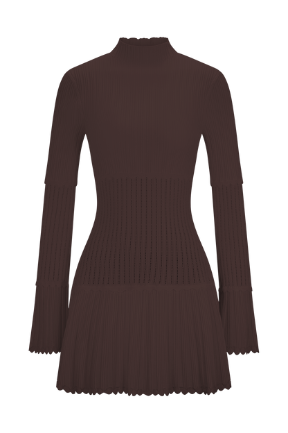 Signe Knit Dress with High Neck and Pleated Hem