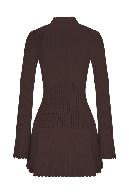 Signe Knit Dress with High Neck and Pleated Hem
