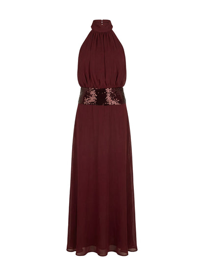 Linnet Sequin Dress with Halter Neck and Drop Waist