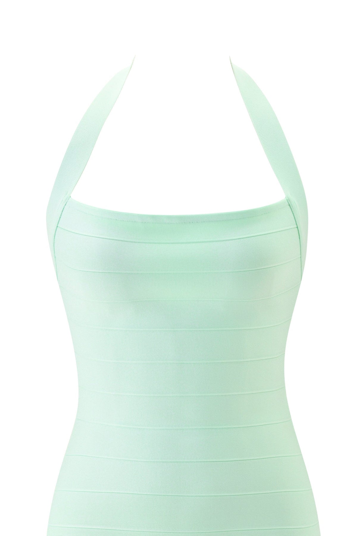 Eve Green Dress with Bandage Knit and Halter Neck