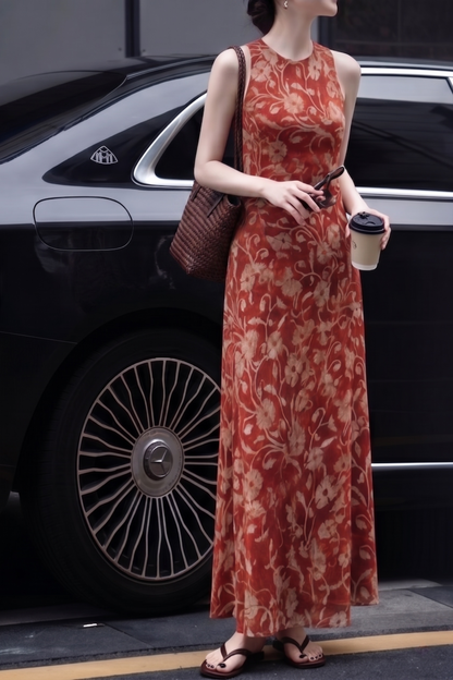 Isaura Satin Floral Maxi Dress