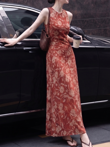 Isaura Satin Floral Maxi Dress