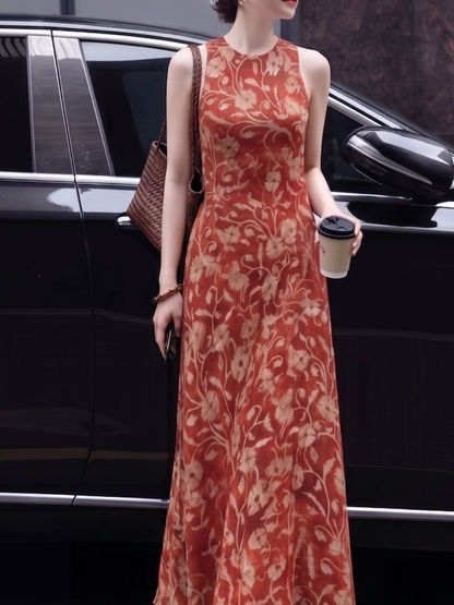 Isaura Satin Floral Maxi Dress