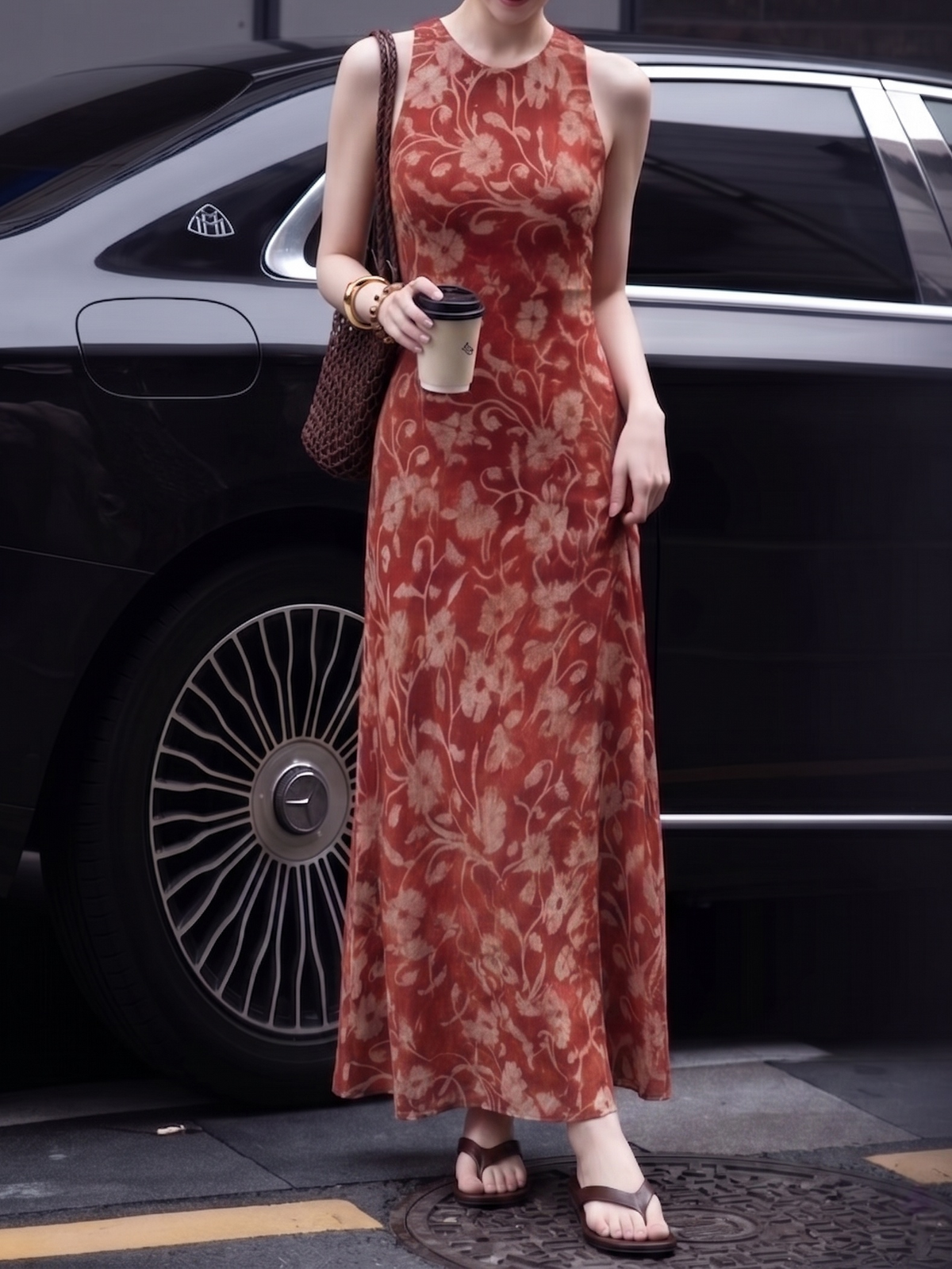 Isaura Satin Floral Maxi Dress