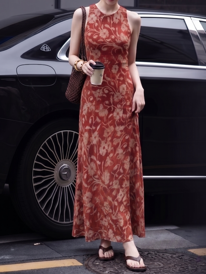 Isaura Satin Floral Maxi Dress