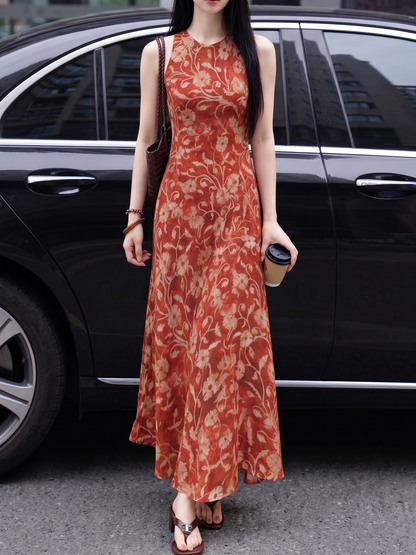 Isaura Satin Floral Maxi Dress