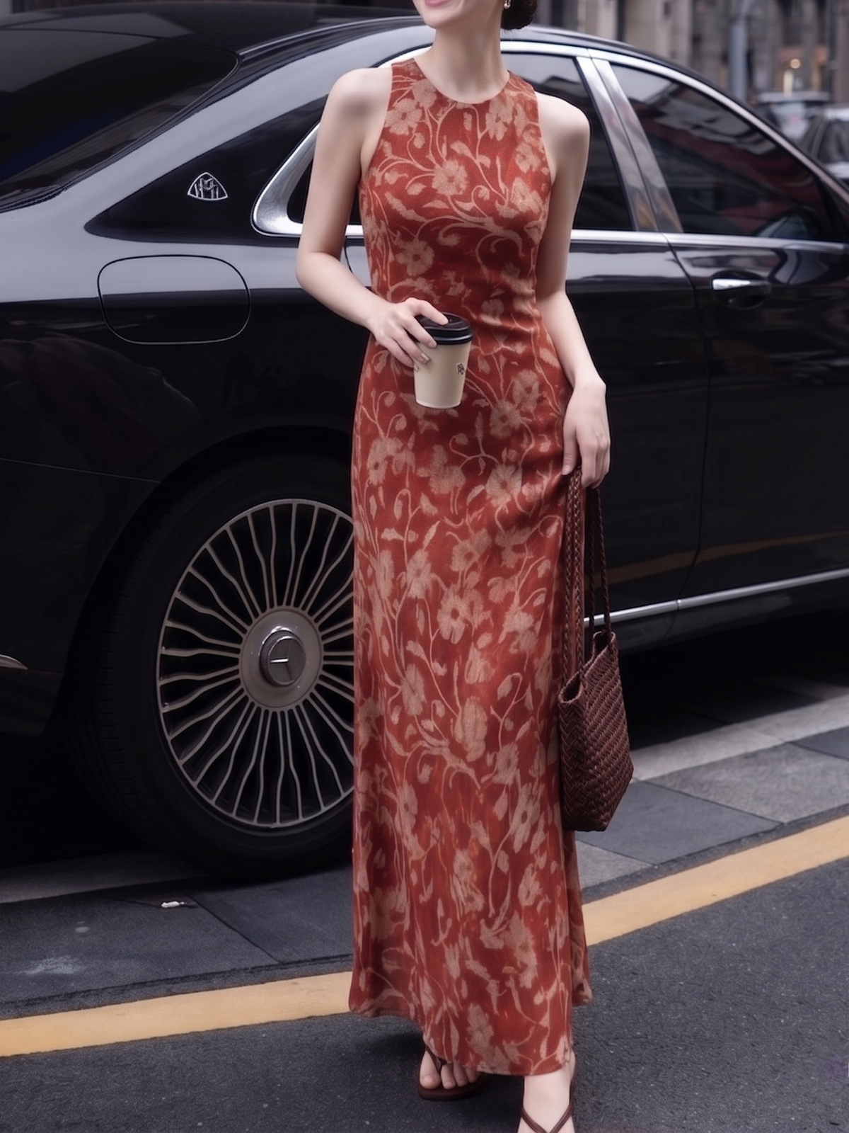 Isaura Satin Floral Maxi Dress