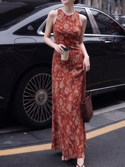 Isaura Satin Floral Maxi Dress