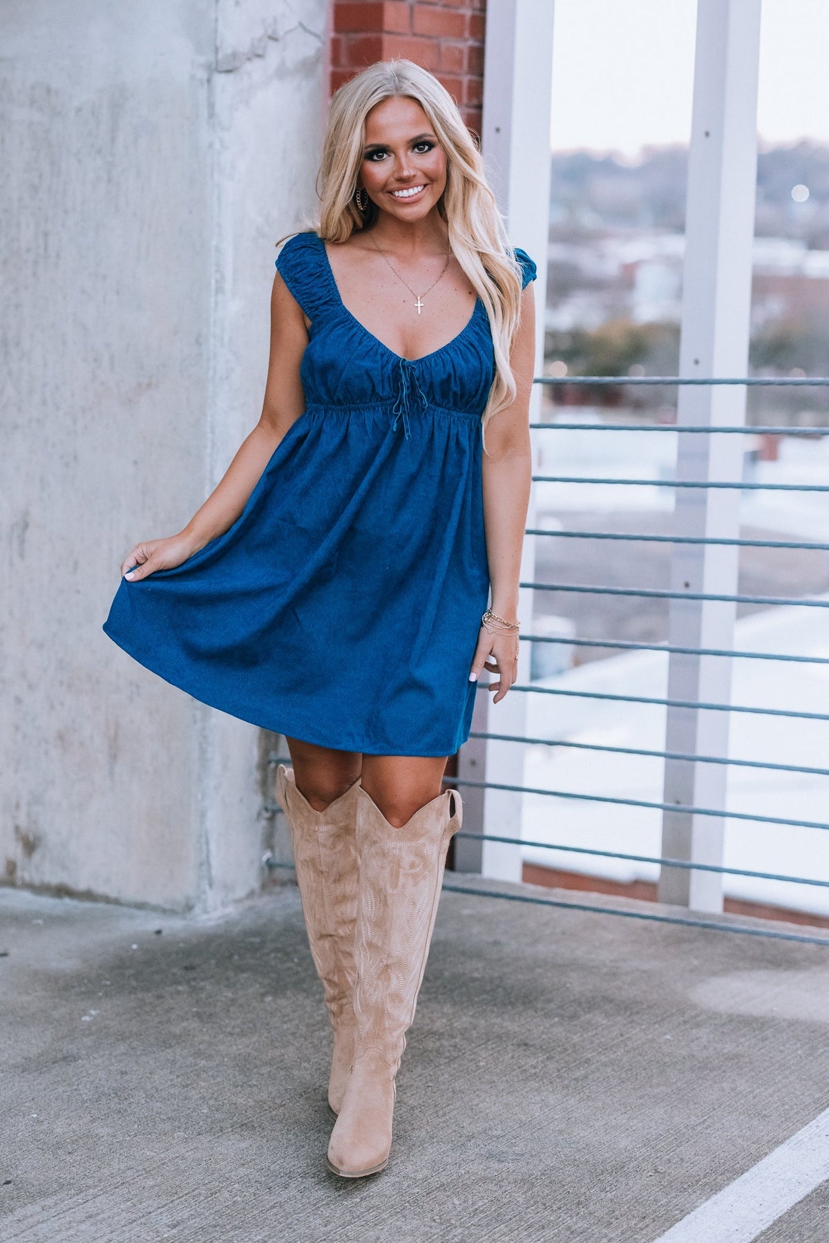 Madeleine Corduroy Babydoll Mini Dress