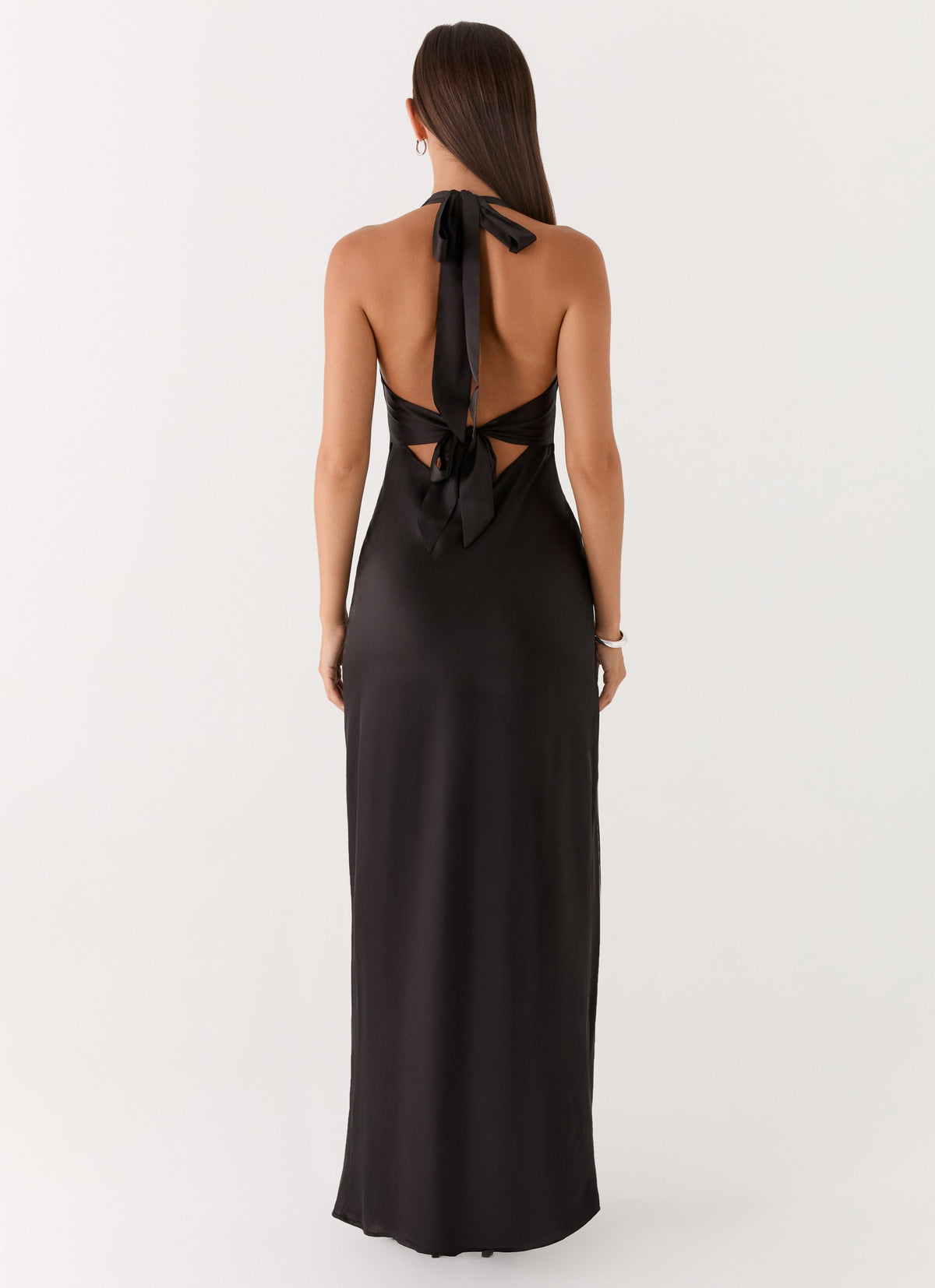 Karina Black Dress with Halter Neck and Open Back