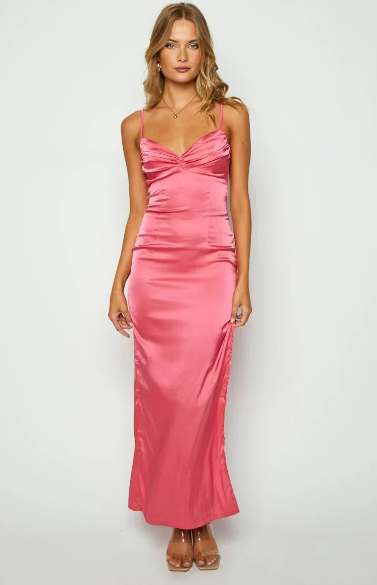 Myra Crepe Maxi Dress in Honey Pink