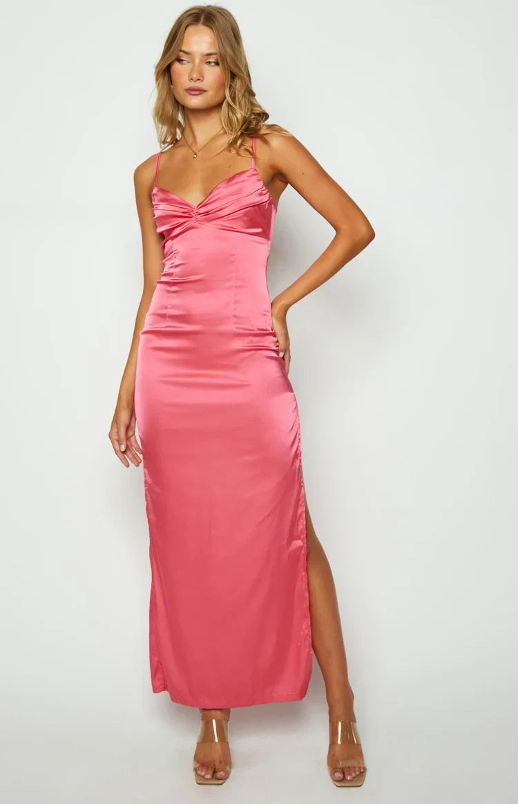 Myra Crepe Maxi Dress in Honey Pink