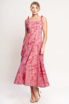Rosine Cocktail Dress with Square Neck and Floral Lace