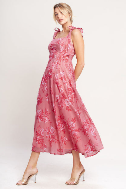 Rosine Cocktail Dress with Square Neck and Floral Lace