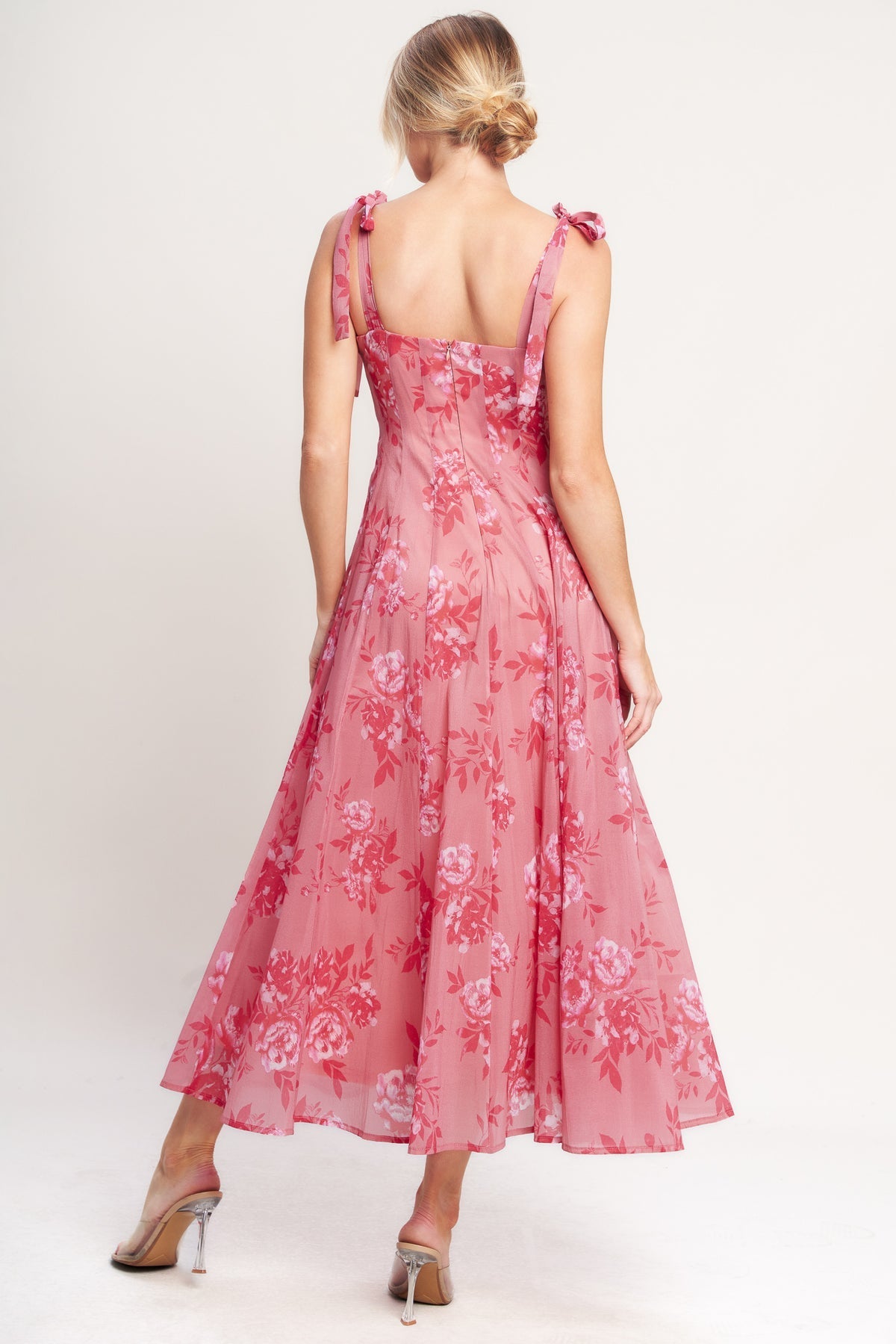 Rosine Cocktail Dress with Square Neck and Floral Lace