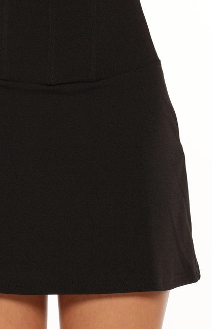 Elvira Black Mini Dress with Strapless Corset Bodice