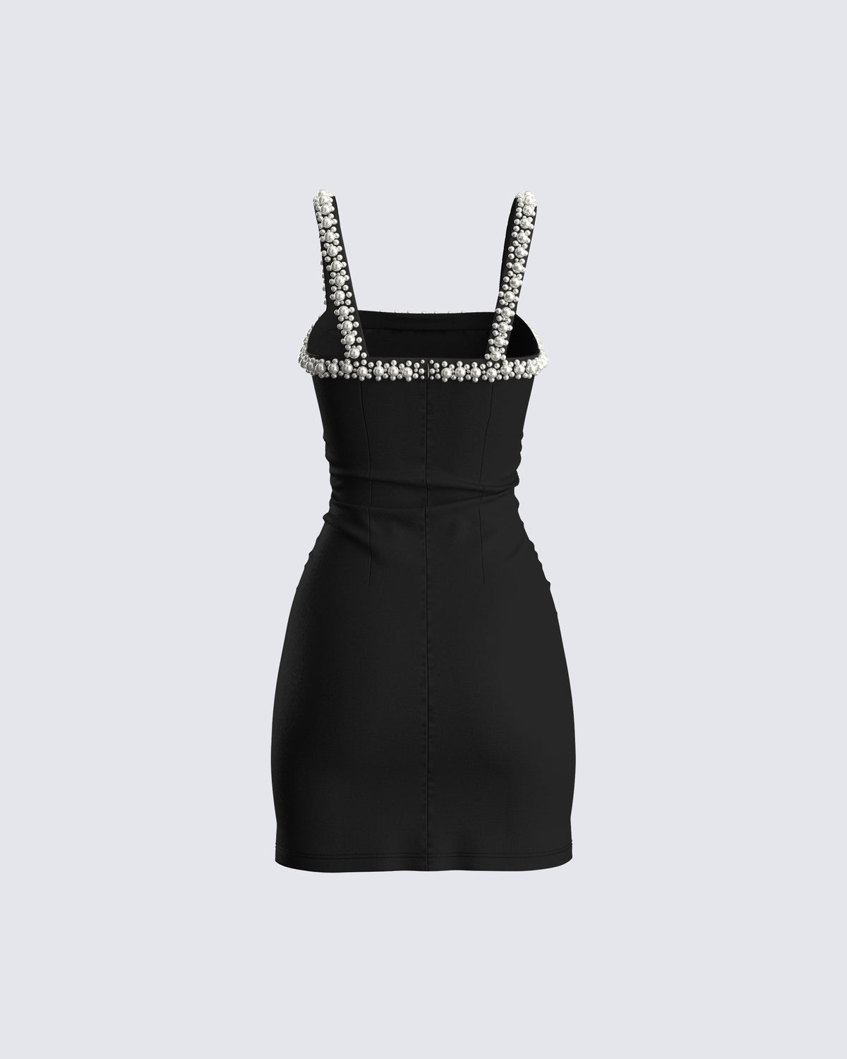 Nadine Black Mini Dress with Embellished Straps and Ponte