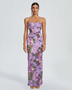 Giulia Sequin Dress with Strapless Neck and Floral Pattern