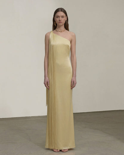 Raquel One-Shoulder Fringe Maxi Dress