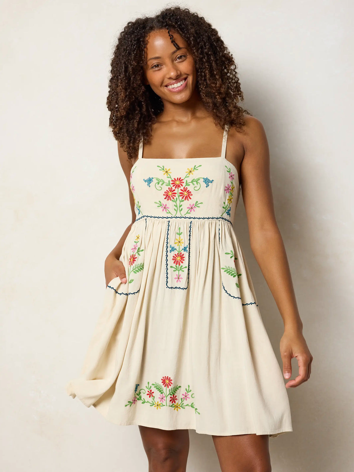 Jules Embroidered Mini Dress