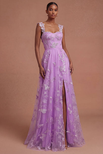 Rhiannon Green Dress with Corset Bodice and Appliqued Tulle