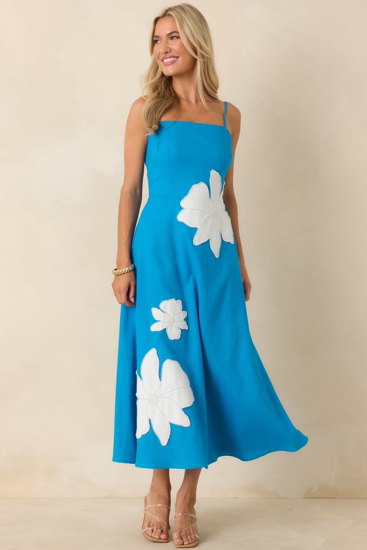 Laetitia Floral Midi Dress in Blossom Blue