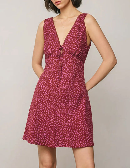 Eleni Plunging Wildflower Mini Dress