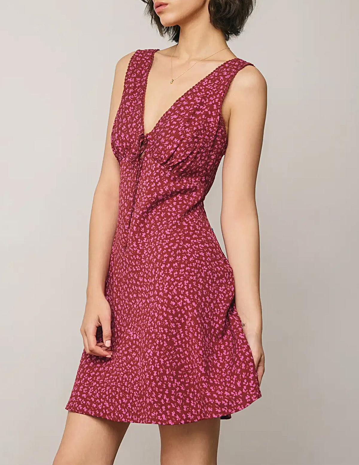 Eleni Plunging Wildflower Mini Dress