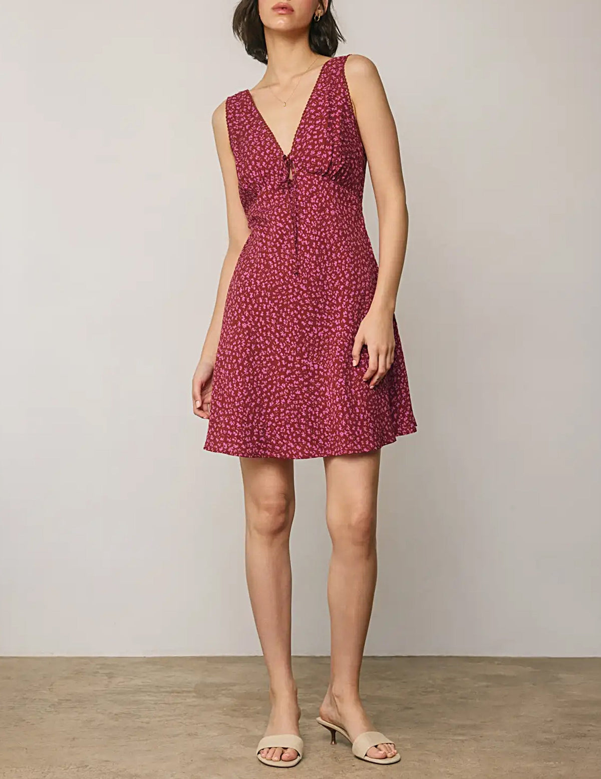 Eleni Plunging Wildflower Mini Dress