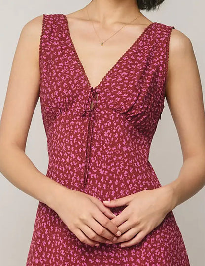 Eleni Plunging Wildflower Mini Dress
