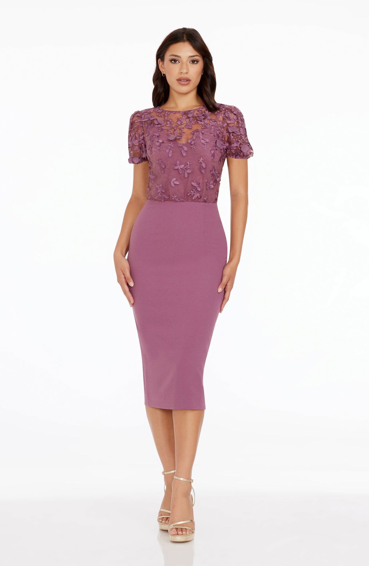 Cadence Black Dress with Puff Sleeves and Midi Length