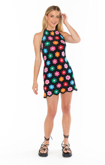 Gwendolyn Crochet Halter Mini Dress