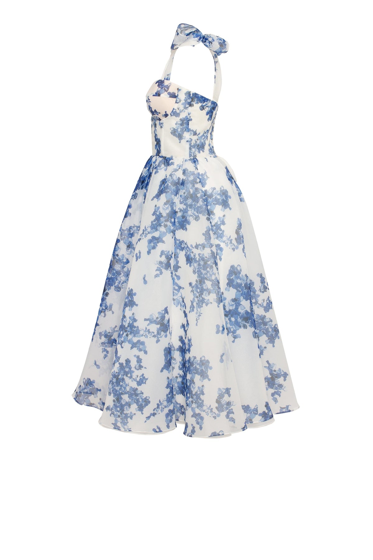 Albertine Cocktail Dress with Floral Organza and Full Skirt