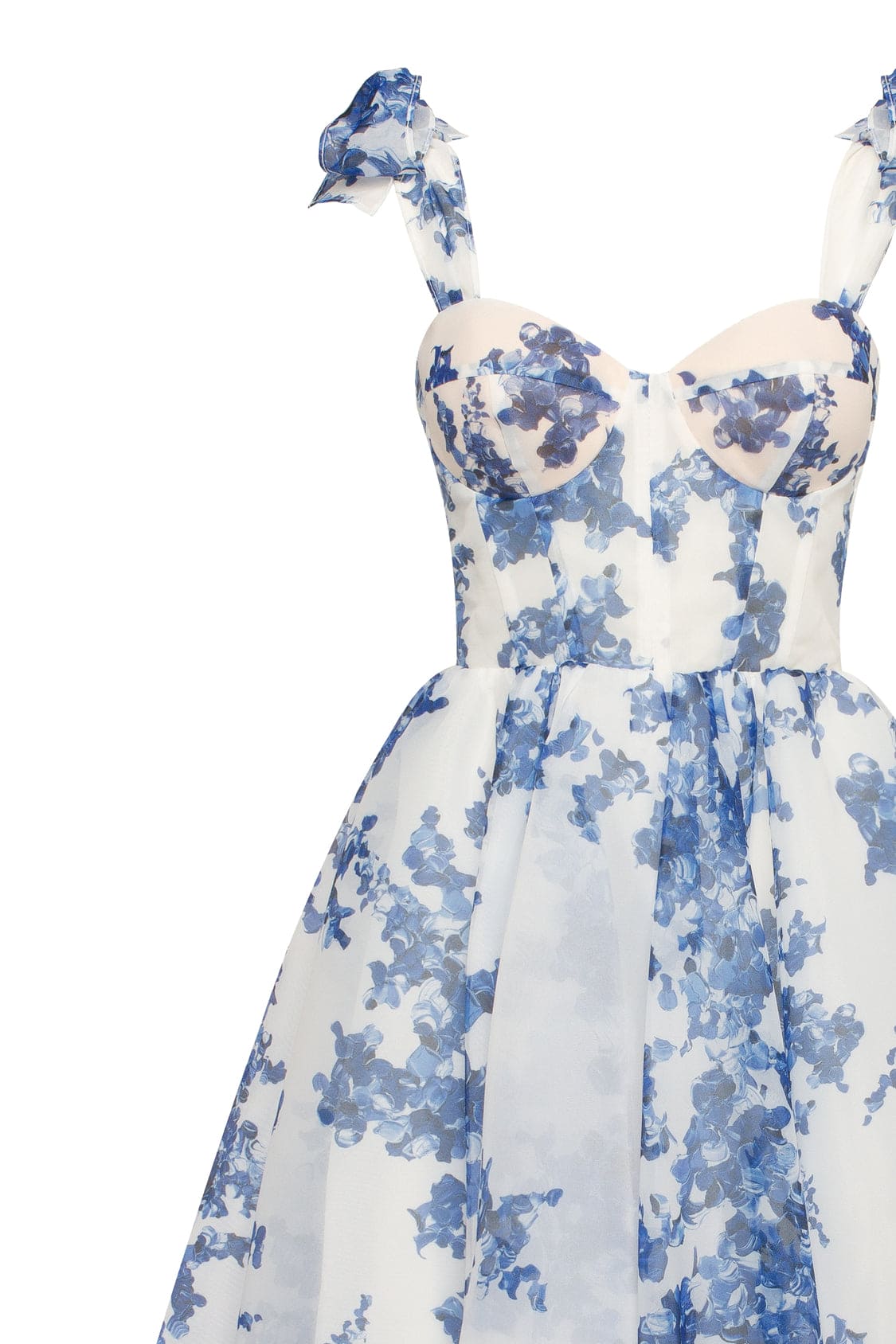 Albertine Cocktail Dress with Floral Organza and Full Skirt
