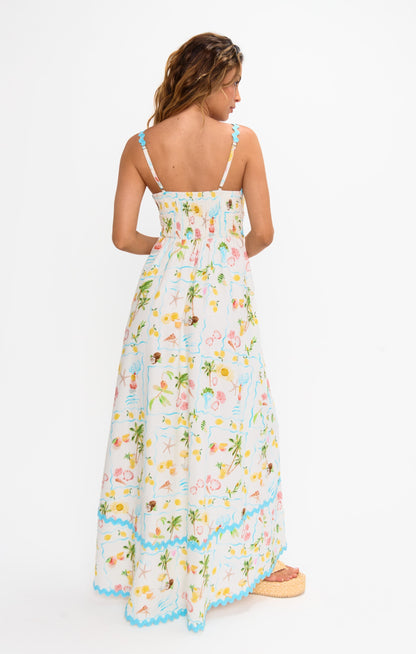 Kimberly Scallop Maxi Dress in Seaside Blue