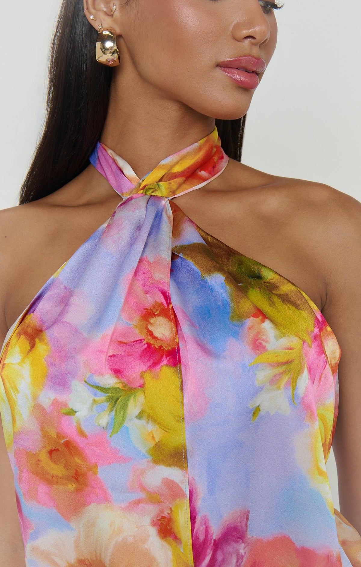Laila Twist Mini Dress in Brushed Blooms