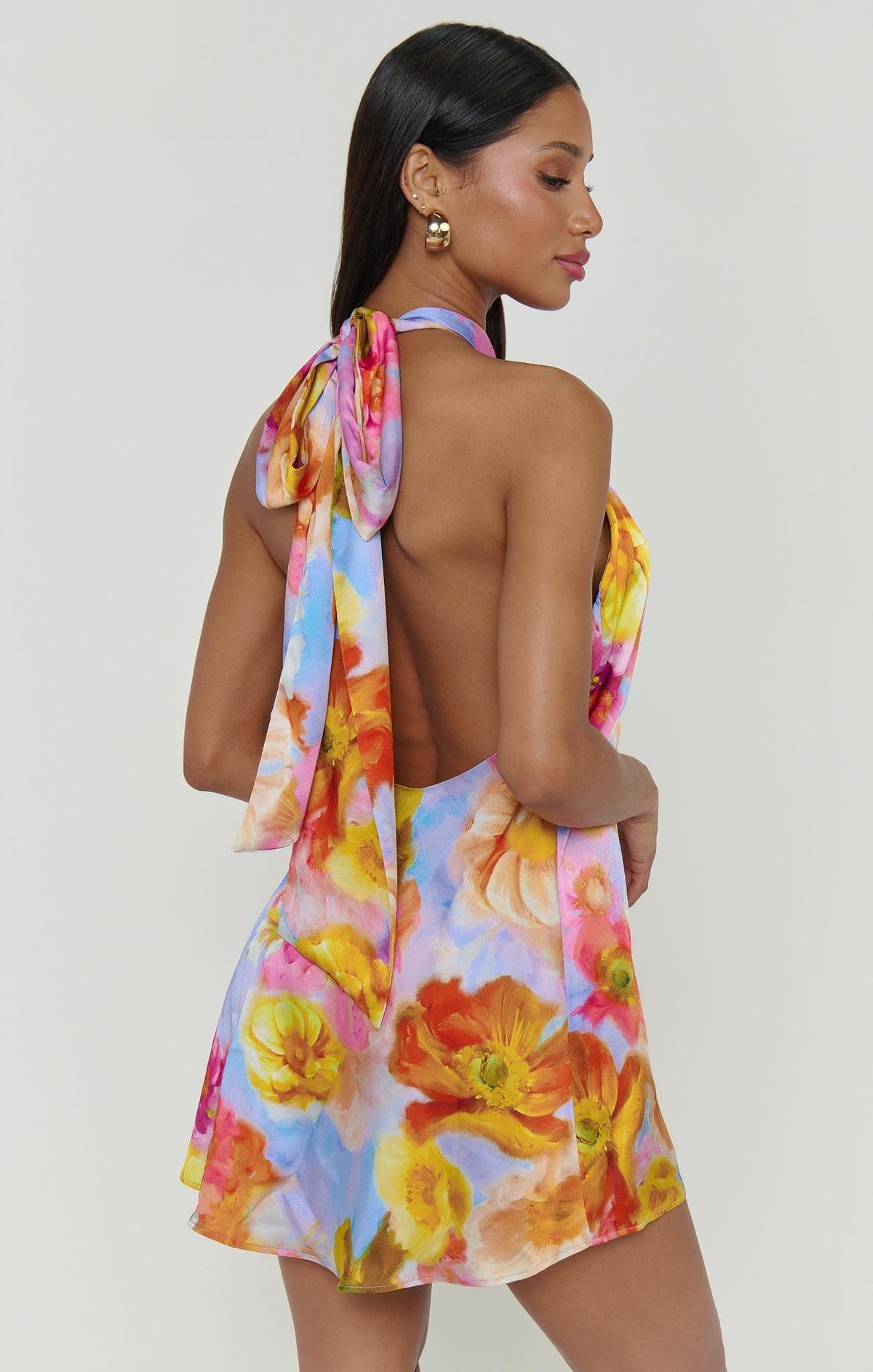 Laila Twist Mini Dress in Brushed Blooms