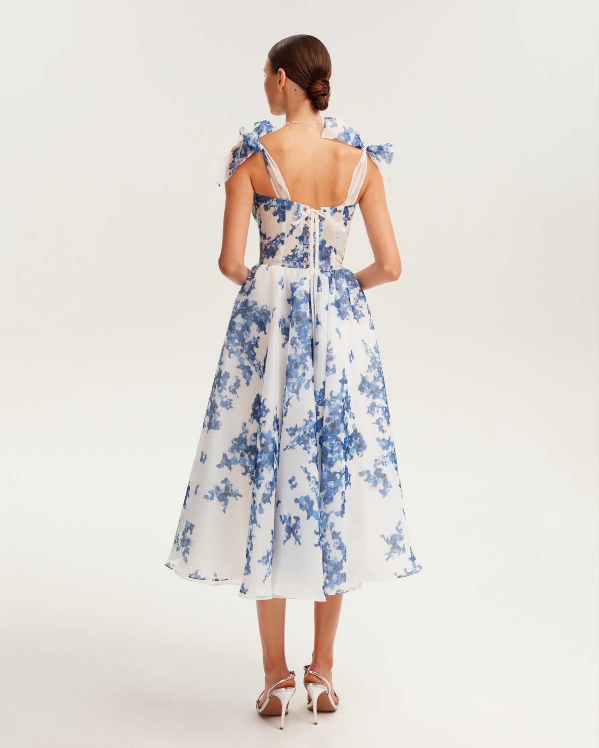 Albertine Cocktail Dress with Floral Organza and Full Skirt