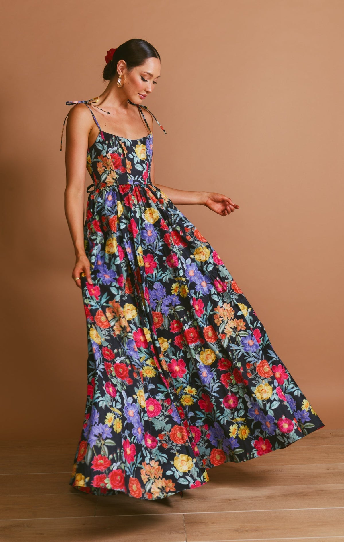 Romana Black Evening Gown in Taffeta